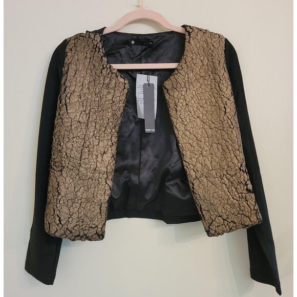 NWT Revolve Krisa Faux Shearling Gold/Black Jacket S - Picture 1 of 4